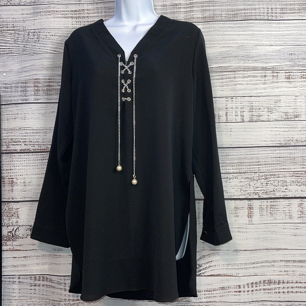 🔥 SALE Black Tunic Dress with Chain Detail | Large